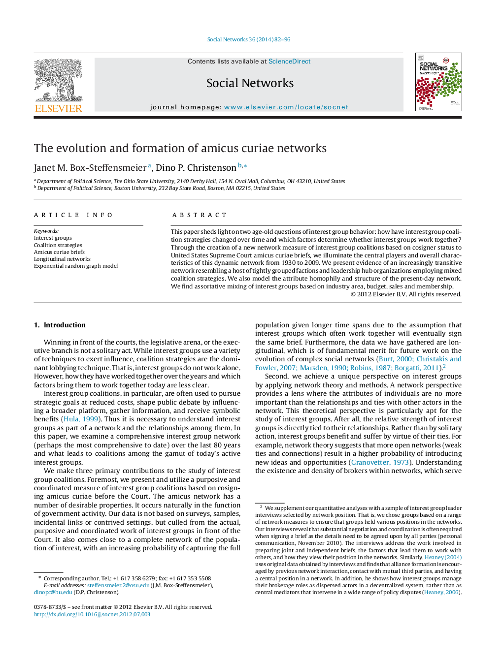 The evolution and formation of amicus curiae networks