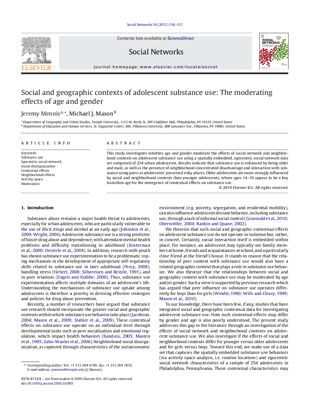 Social and geographic contexts of adolescent substance use: The moderating effects of age and gender