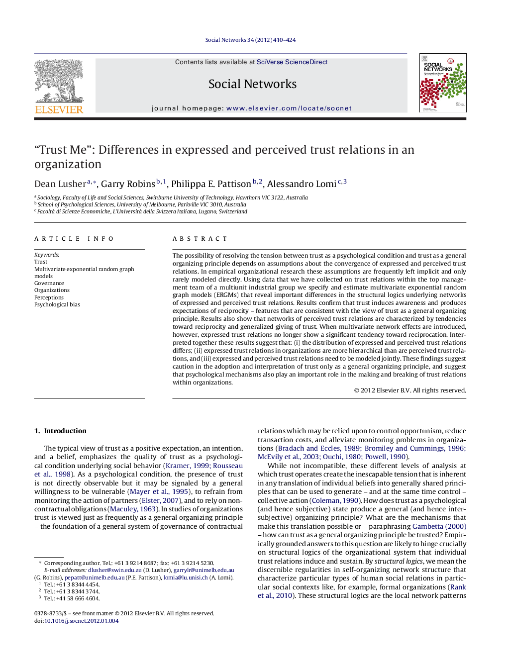 “Trust Me”: Differences in expressed and perceived trust relations in an organization