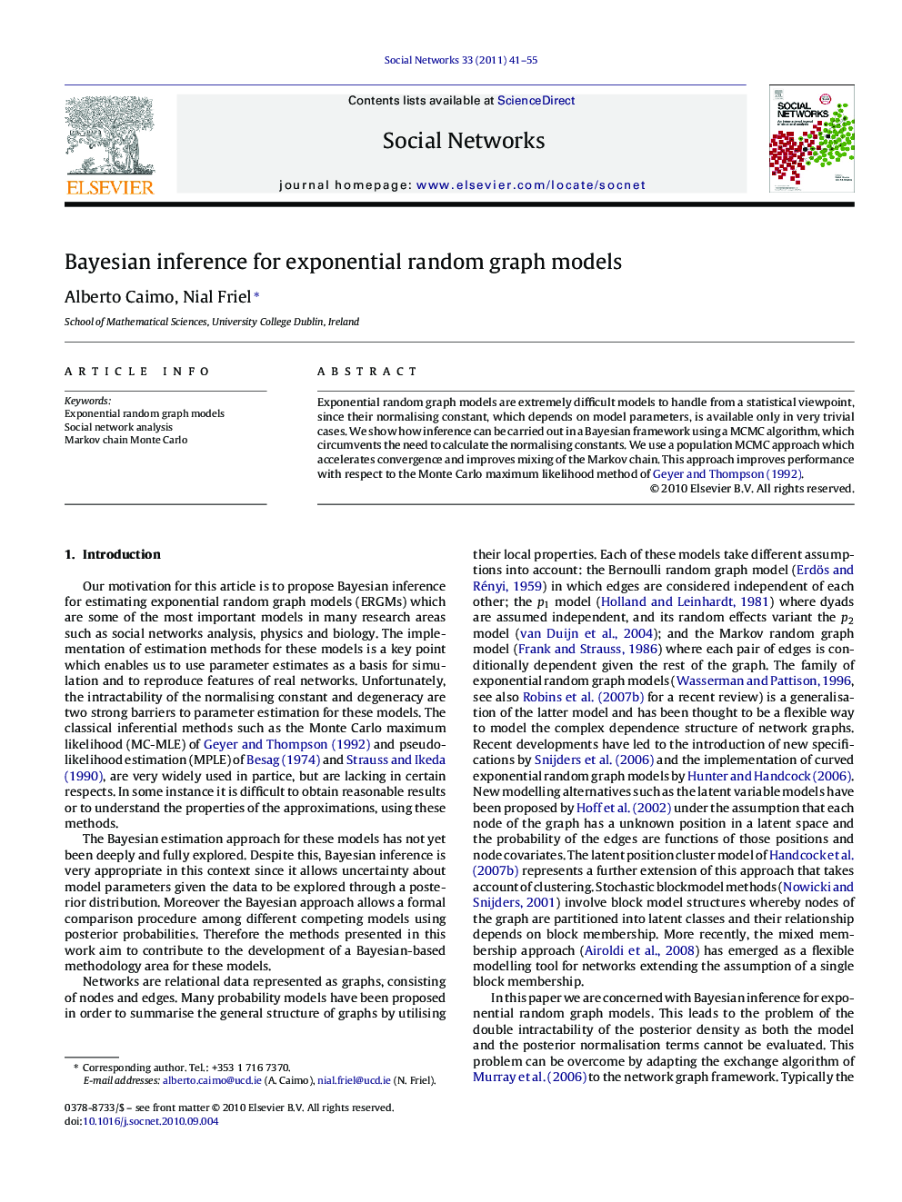 Bayesian inference for exponential random graph models