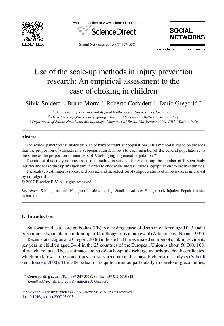 Use of the scale-up methods in injury prevention research: An empirical assessment to the case of choking in children