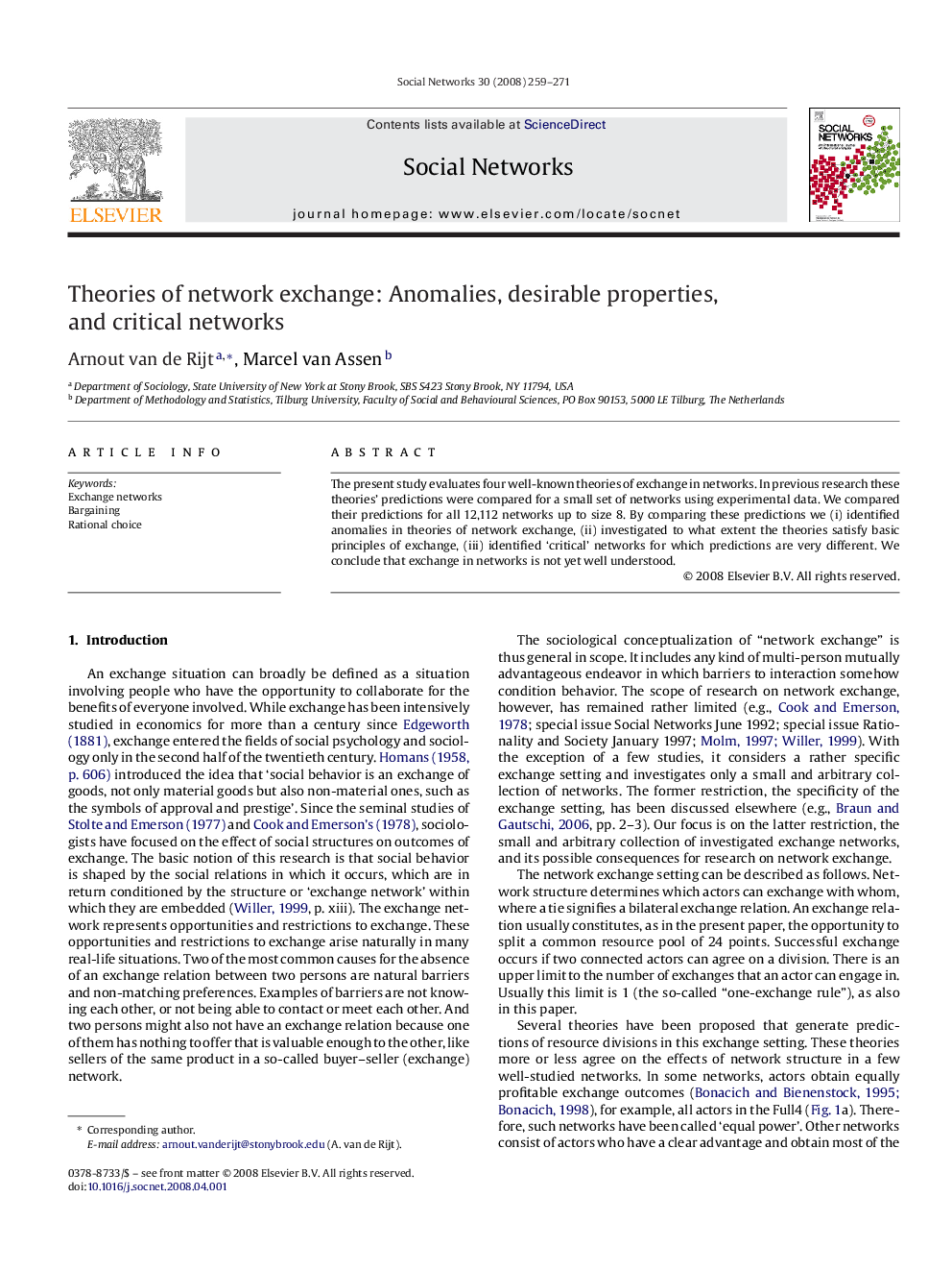 Theories of network exchange: Anomalies, desirable properties, and critical networks