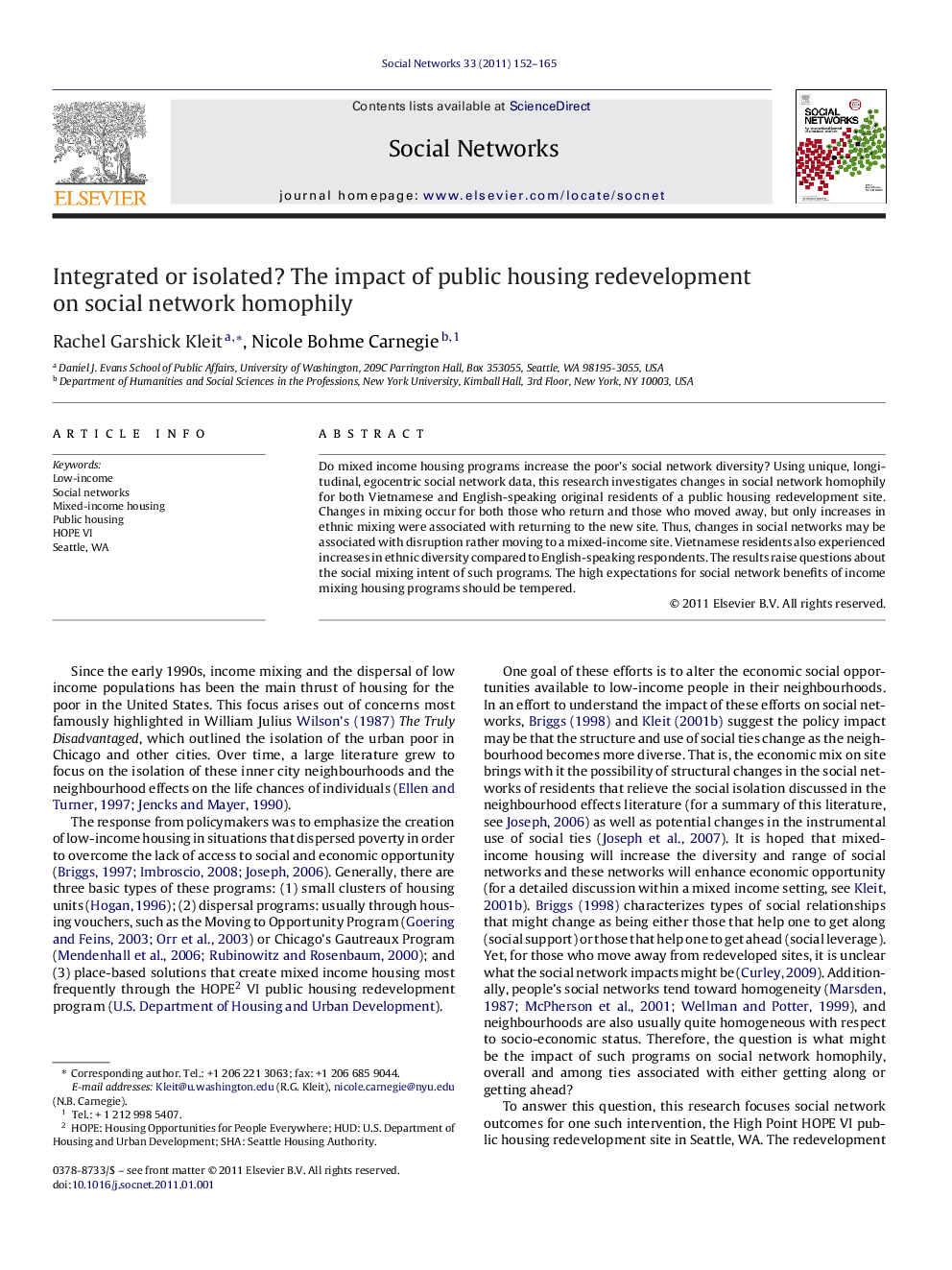 Integrated or isolated? The impact of public housing redevelopment on social network homophily