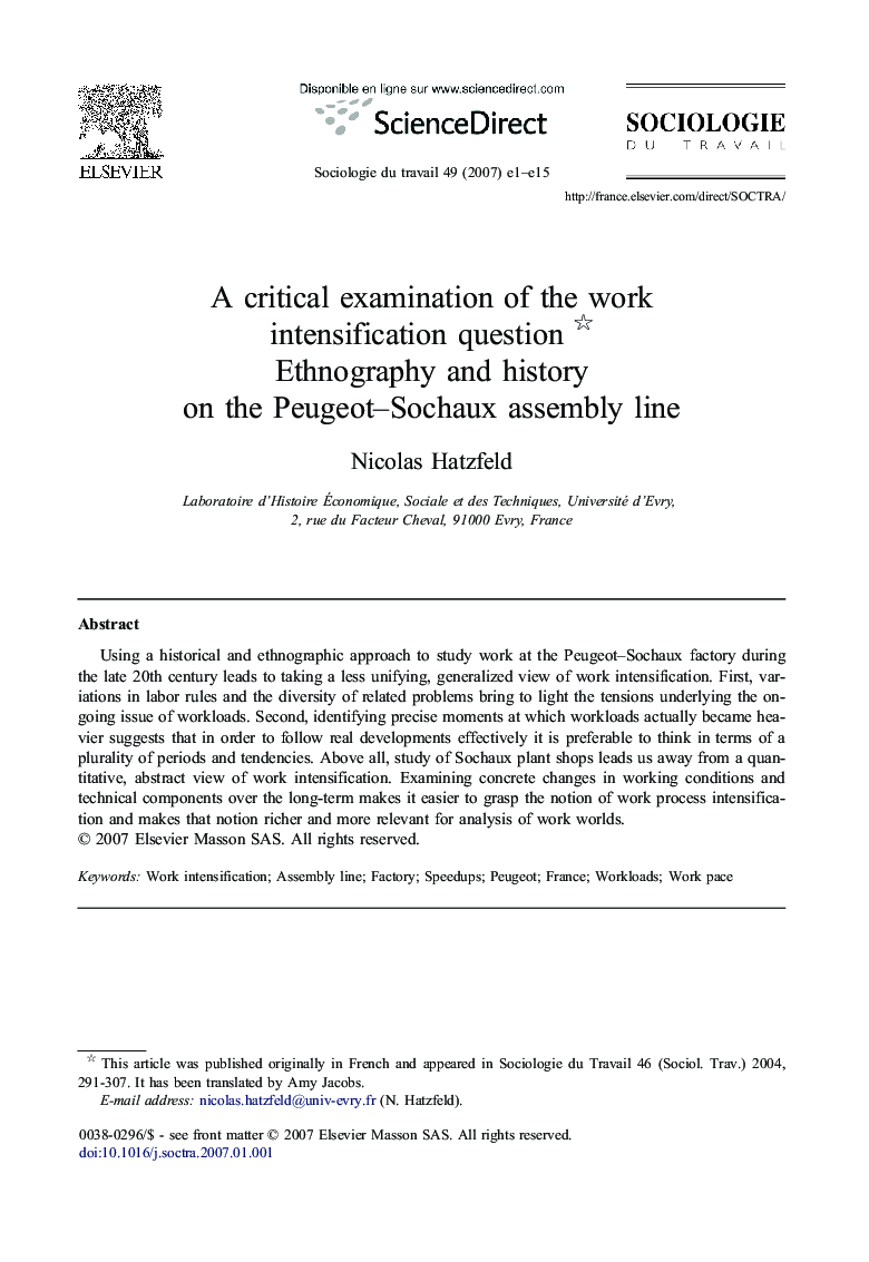 A critical examination ofÂ theÂ work intensification question