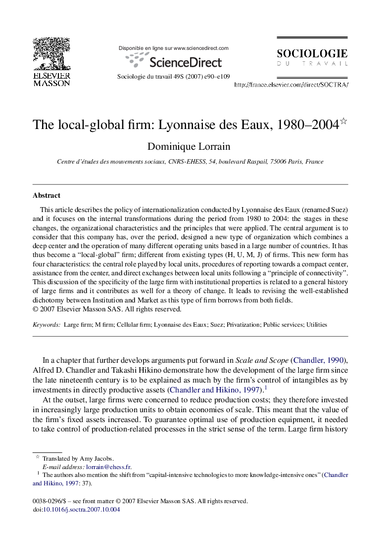 The local-global firm: Lyonnaise des Eaux, 1980-2004