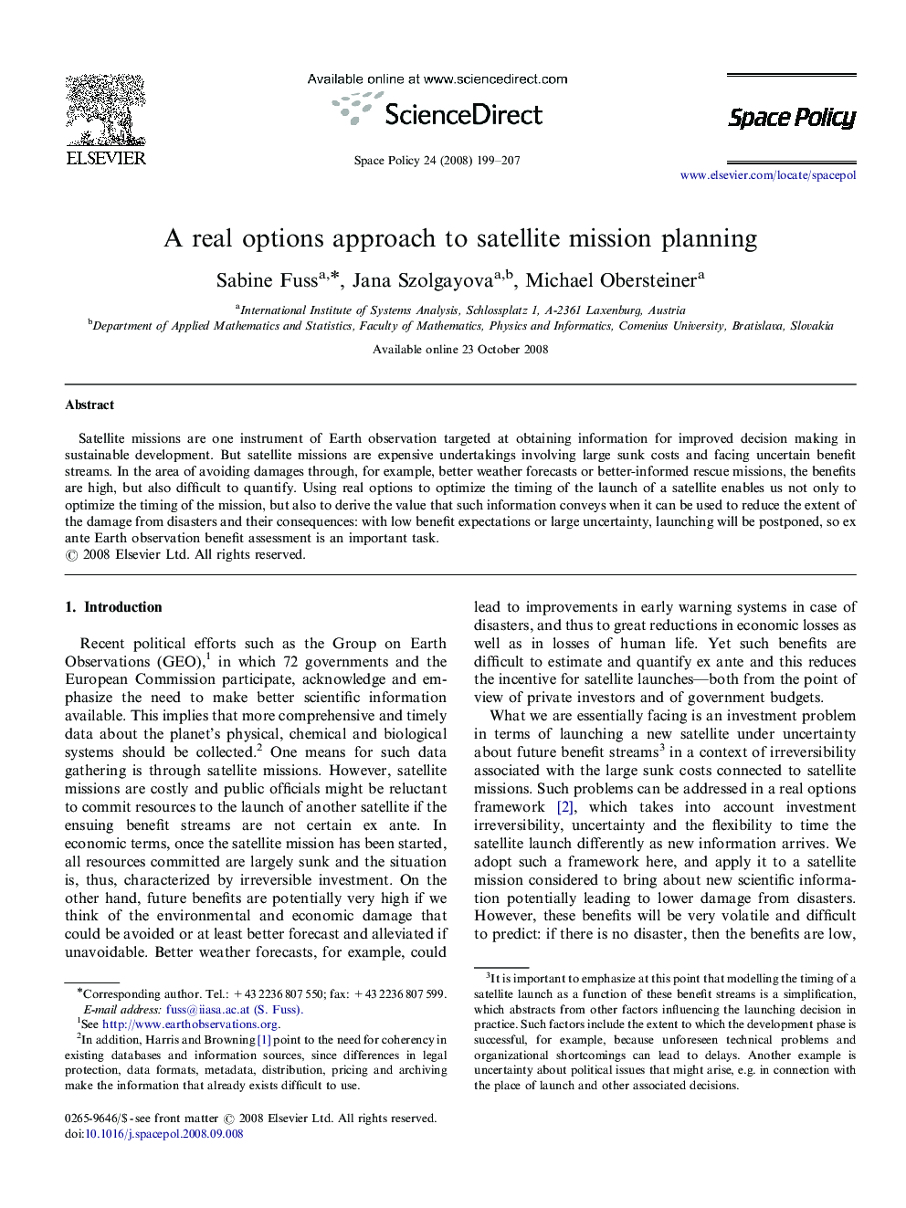 A real options approach to satellite mission planning
