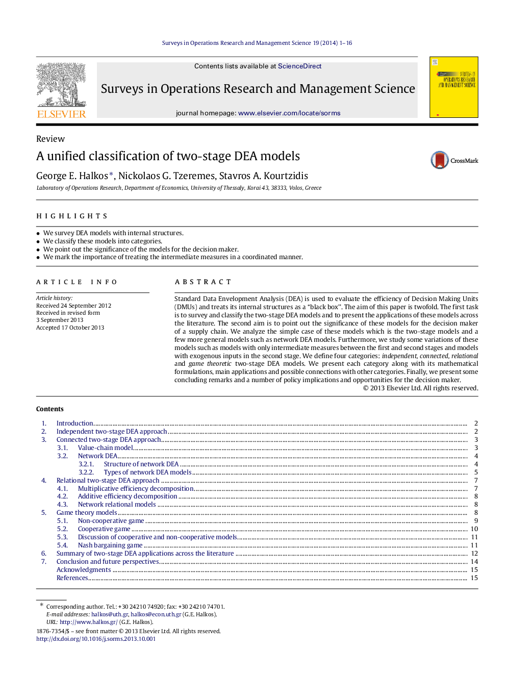 A unified classification of two-stage DEA models