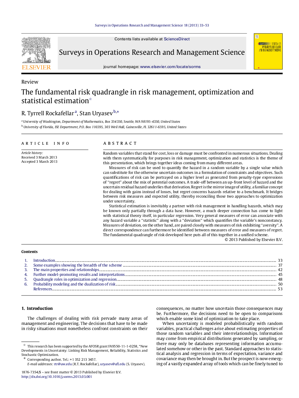 The fundamental risk quadrangle in risk management, optimization and statistical estimation 