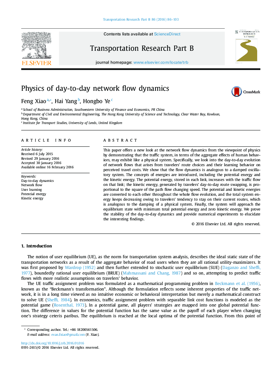 Physics of day-to-day network flow dynamics
