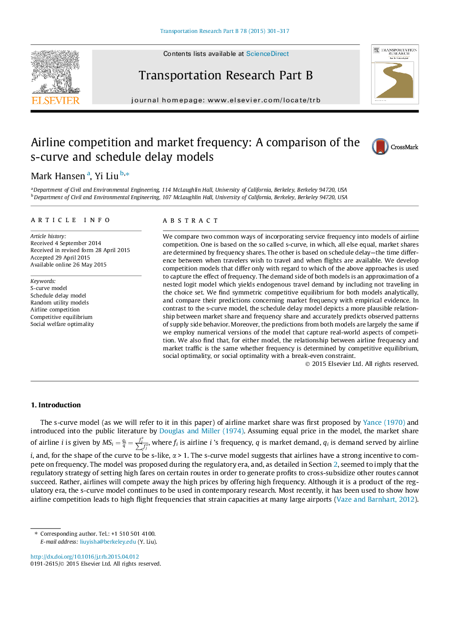 Airline competition and market frequency: A comparison of the s-curve and schedule delay models