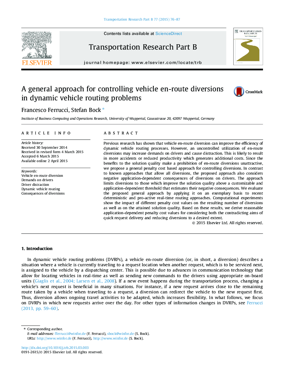 A general approach for controlling vehicle en-route diversions in dynamic vehicle routing problems