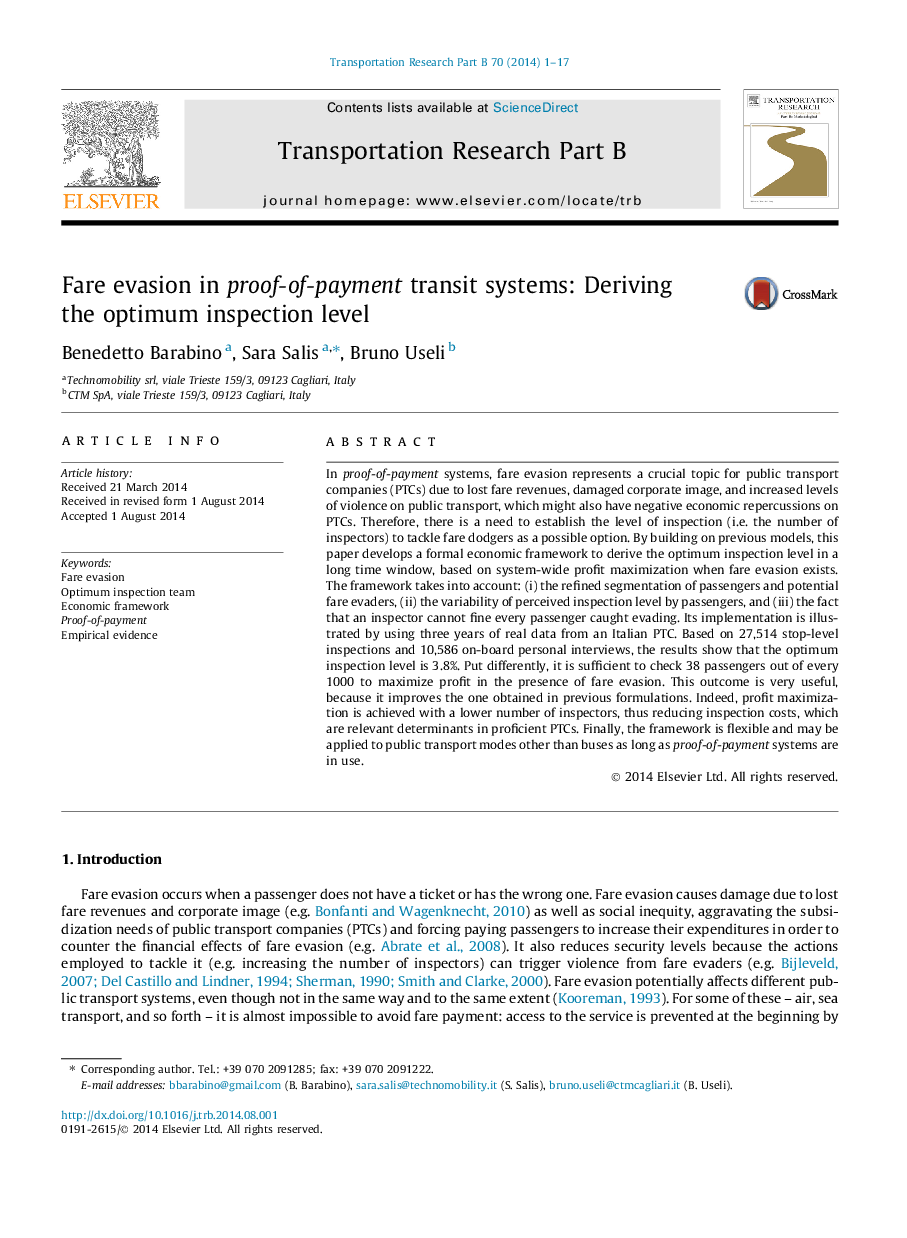 Fare evasion in proof-of-payment transit systems: Deriving the optimum inspection level