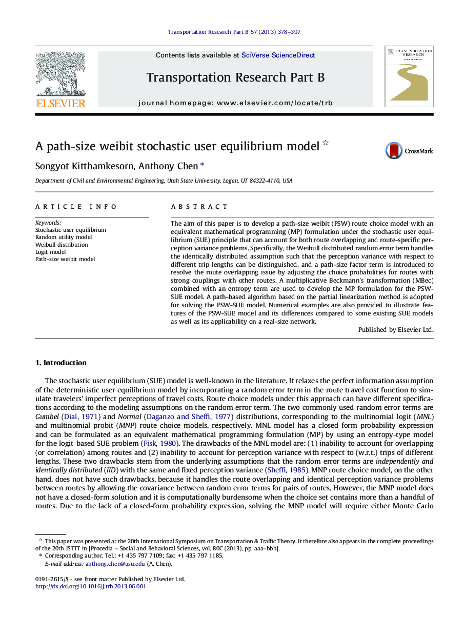 A path-size weibit stochastic user equilibrium model 