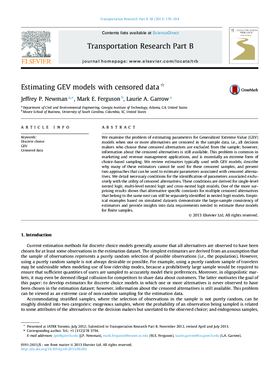 Estimating GEV models with censored data 