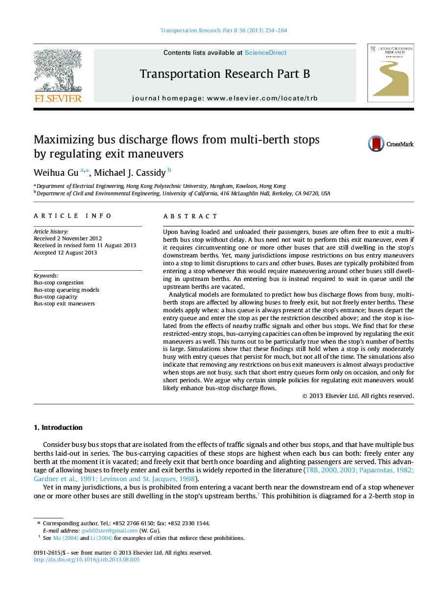 Maximizing bus discharge flows from multi-berth stops by regulating exit maneuvers