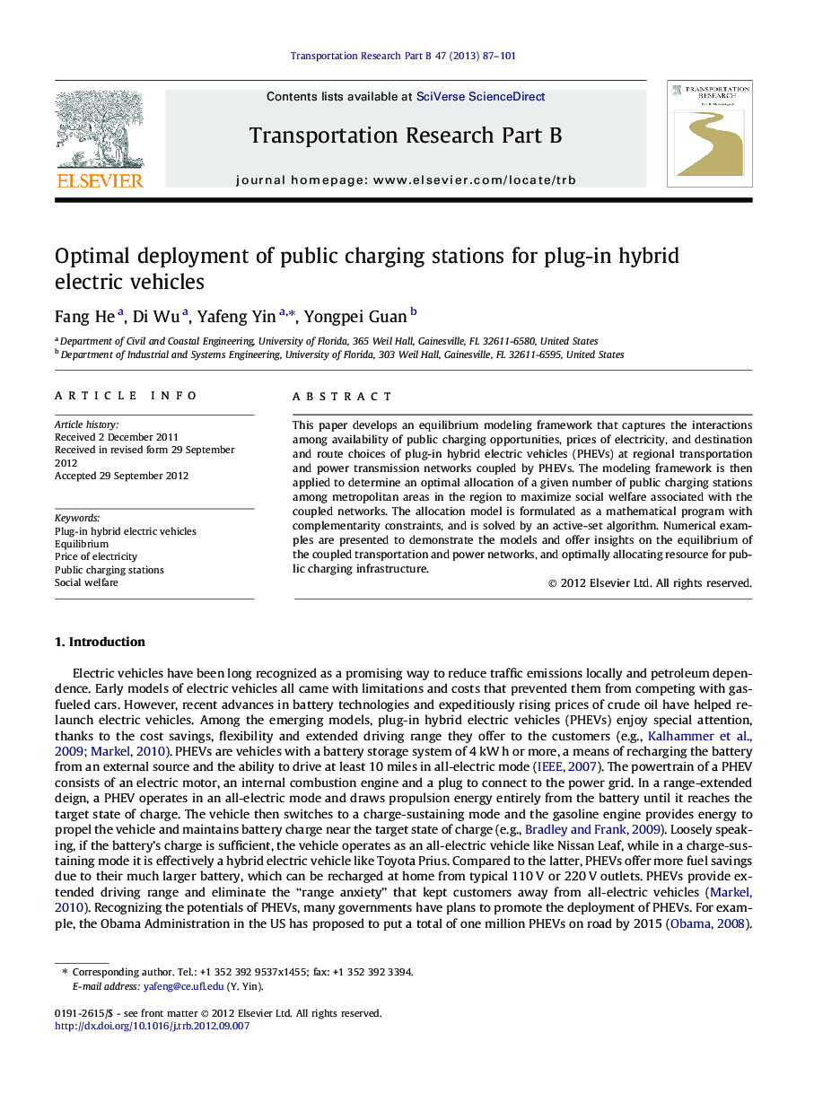 Optimal deployment of public charging stations for plug-in hybrid electric vehicles