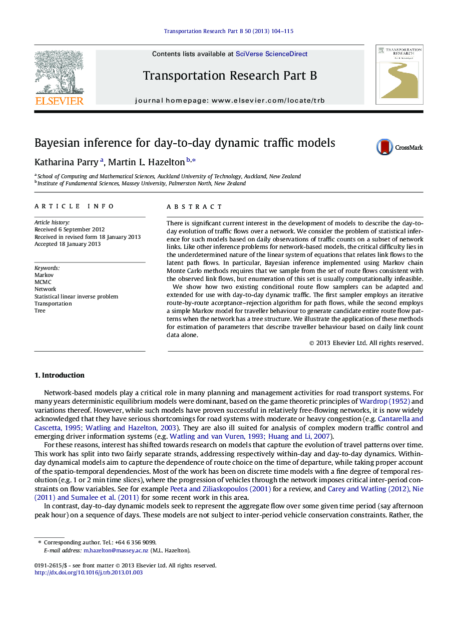 Bayesian inference for day-to-day dynamic traffic models