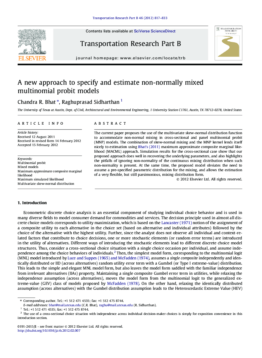 A new approach to specify and estimate non-normally mixed multinomial probit models