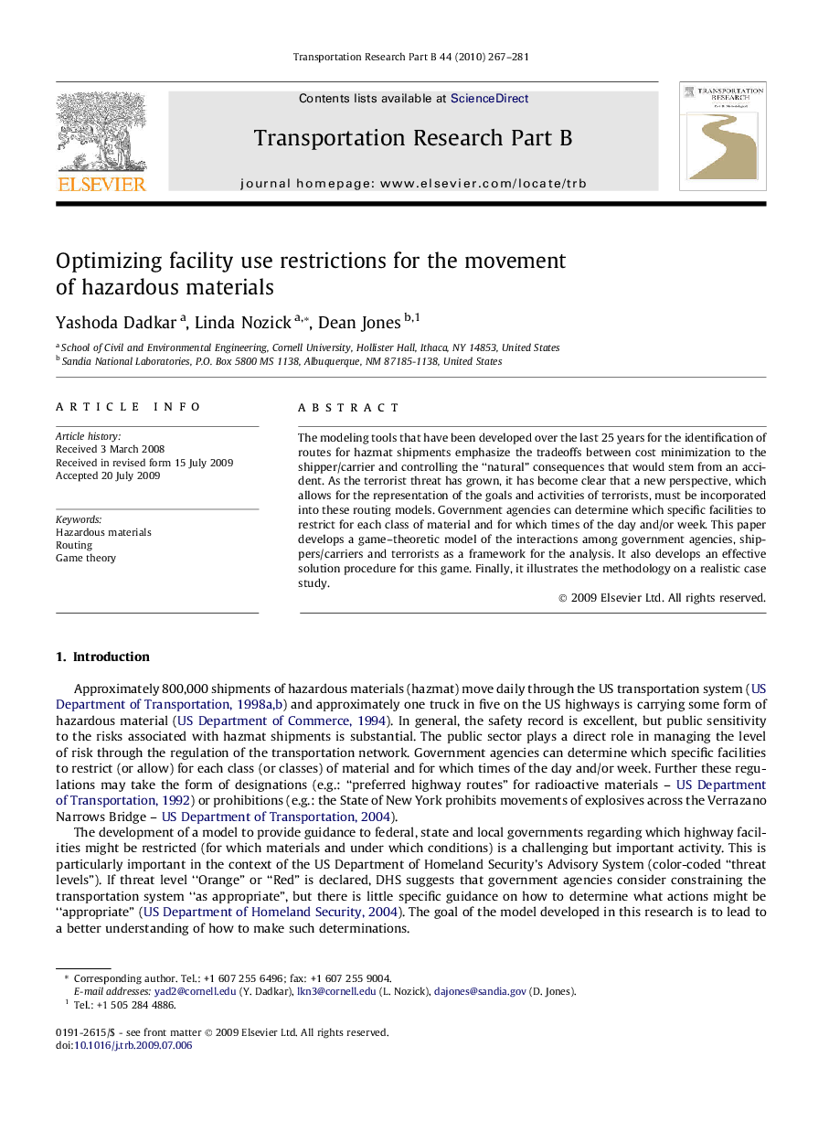 Optimizing facility use restrictions for the movement of hazardous materials