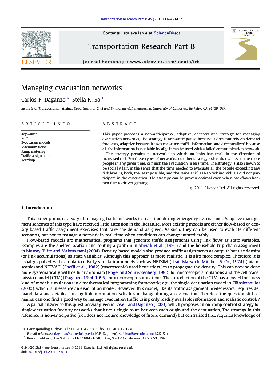 Managing evacuation networks