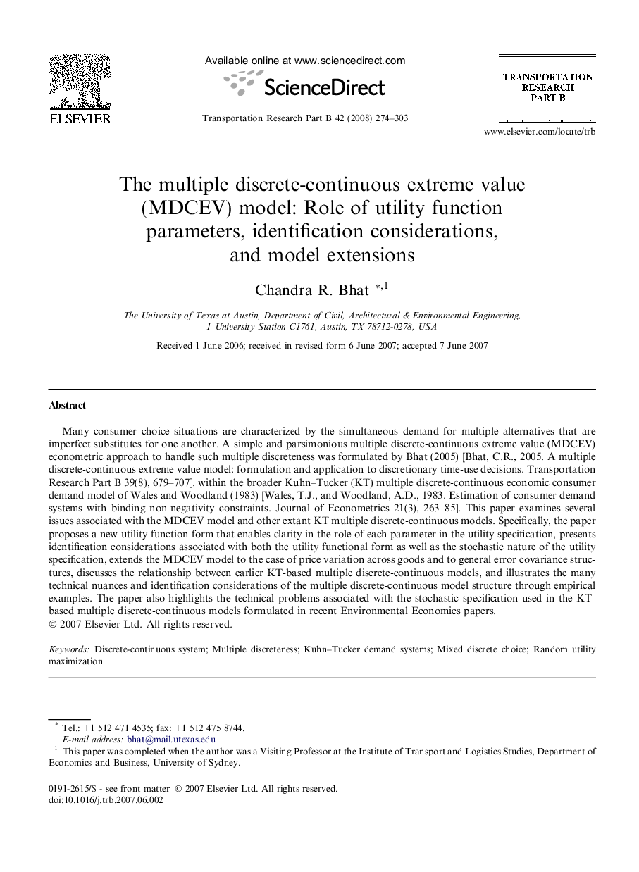 The multiple discrete-continuous extreme value (MDCEV) model: Role of utility function parameters, identification considerations, and model extensions