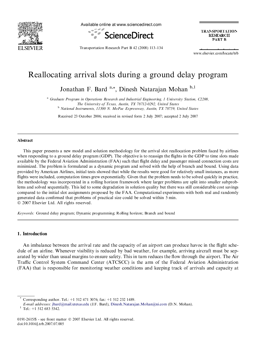 Reallocating arrival slots during a ground delay program