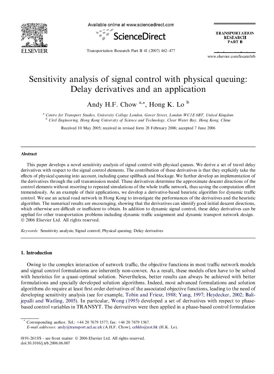 Sensitivity analysis of signal control with physical queuing: Delay derivatives and an application