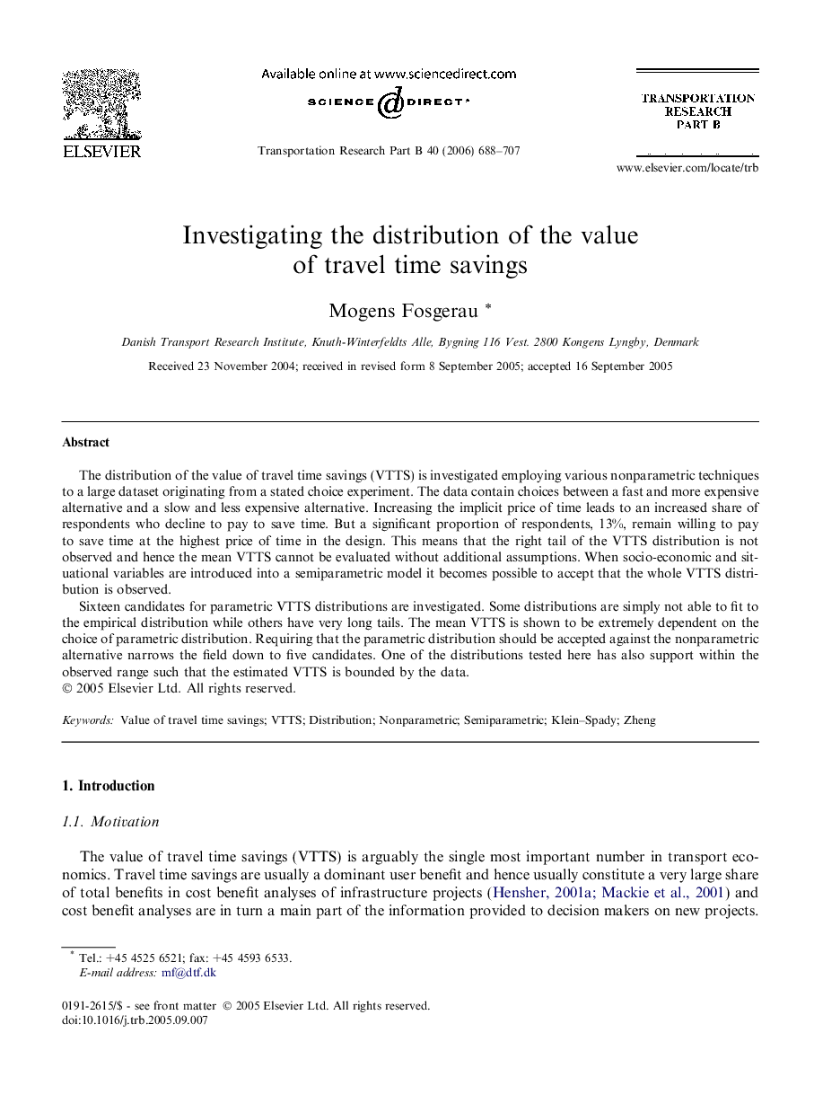 Investigating the distribution of the value of travel time savings