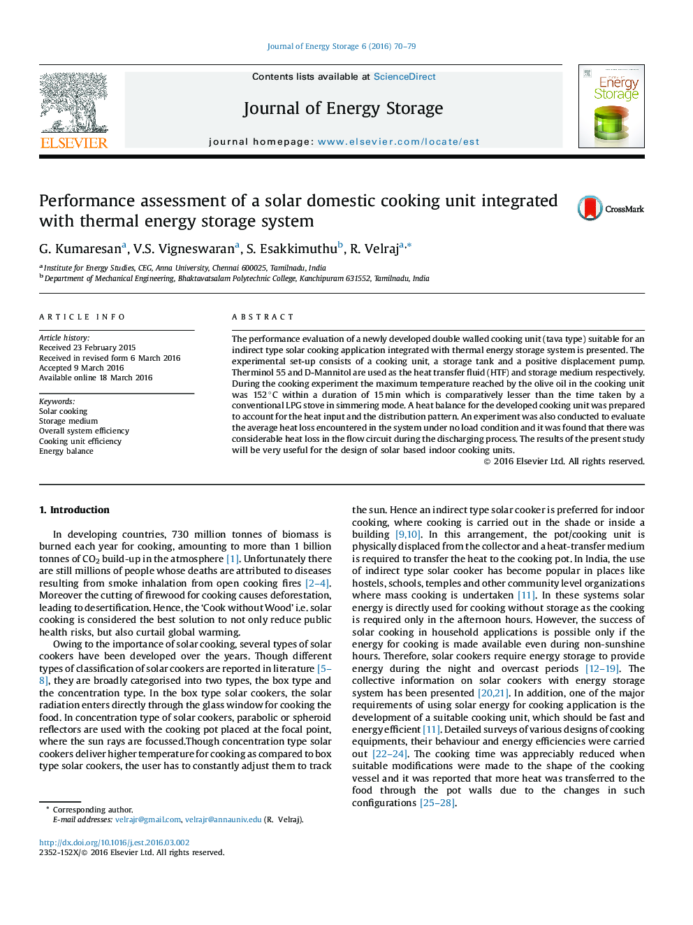 Performance assessment of a solar domestic cooking unit integrated with thermal energy storage system