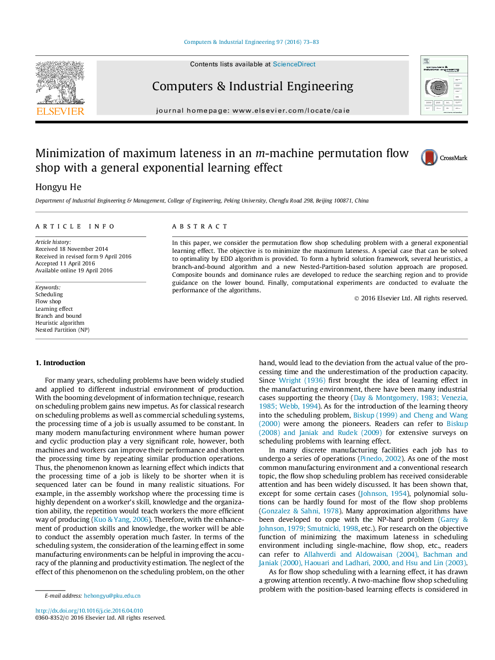 Minimization of maximum lateness in an m-machine permutation flow shop with a general exponential learning effect