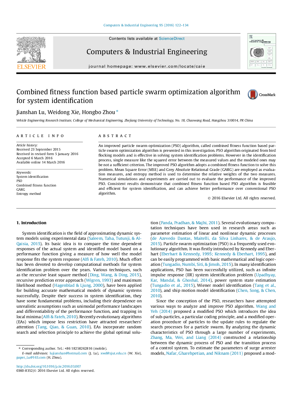 Combined fitness function based particle swarm optimization algorithm for system identification