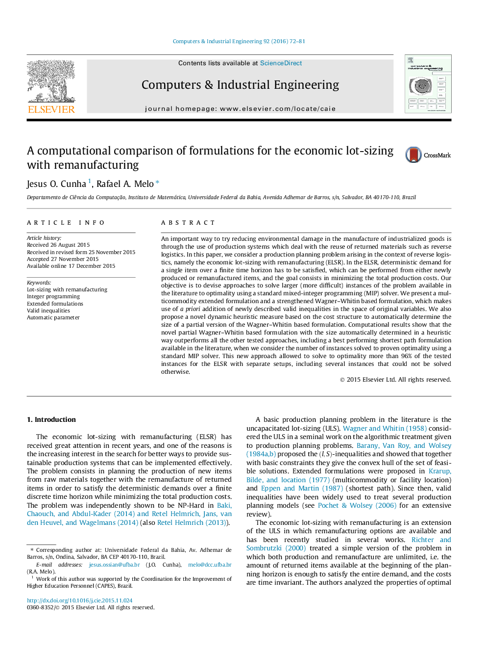 A computational comparison of formulations for the economic lot-sizing with remanufacturing