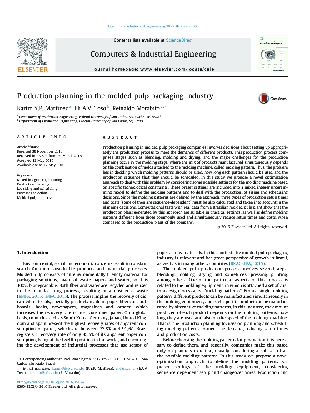 Production planning in the molded pulp packaging industry