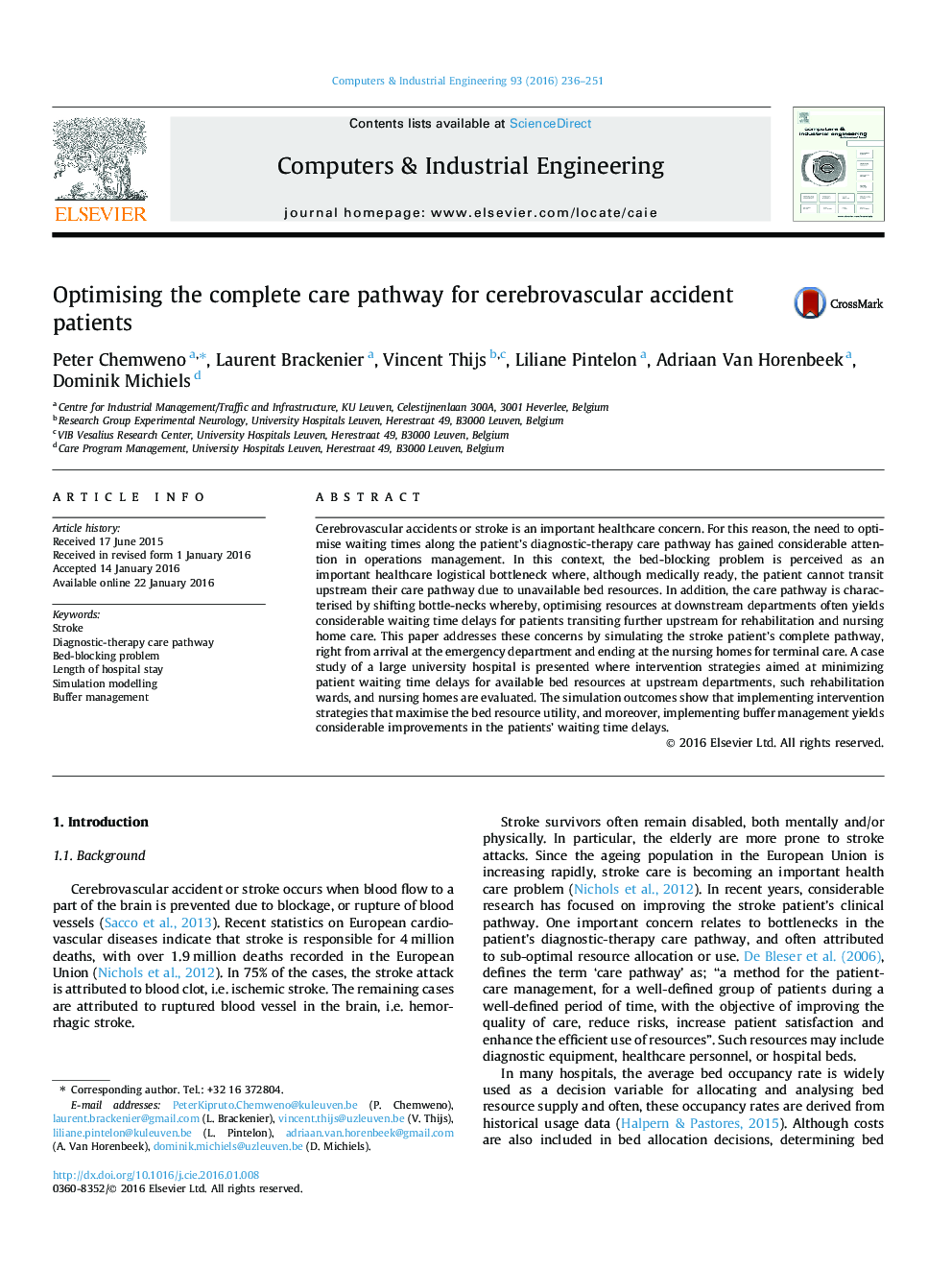 Optimising the complete care pathway for cerebrovascular accident patients