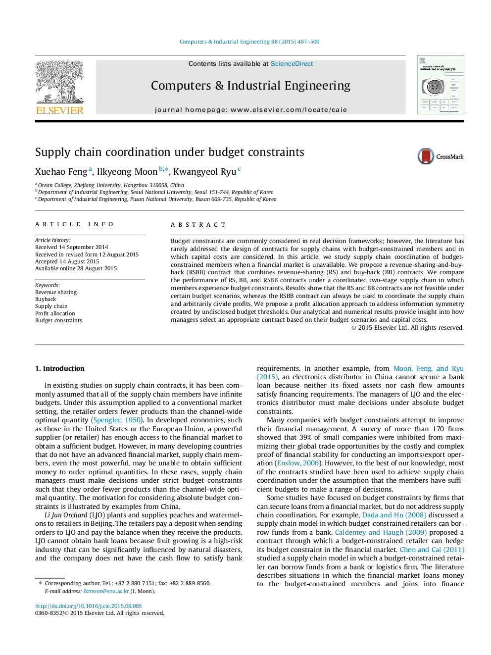 Supply chain coordination under budget constraints