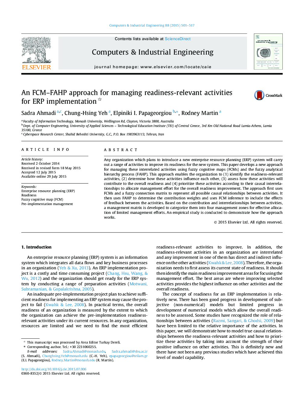 An FCM–FAHP approach for managing readiness-relevant activities for ERP implementation 