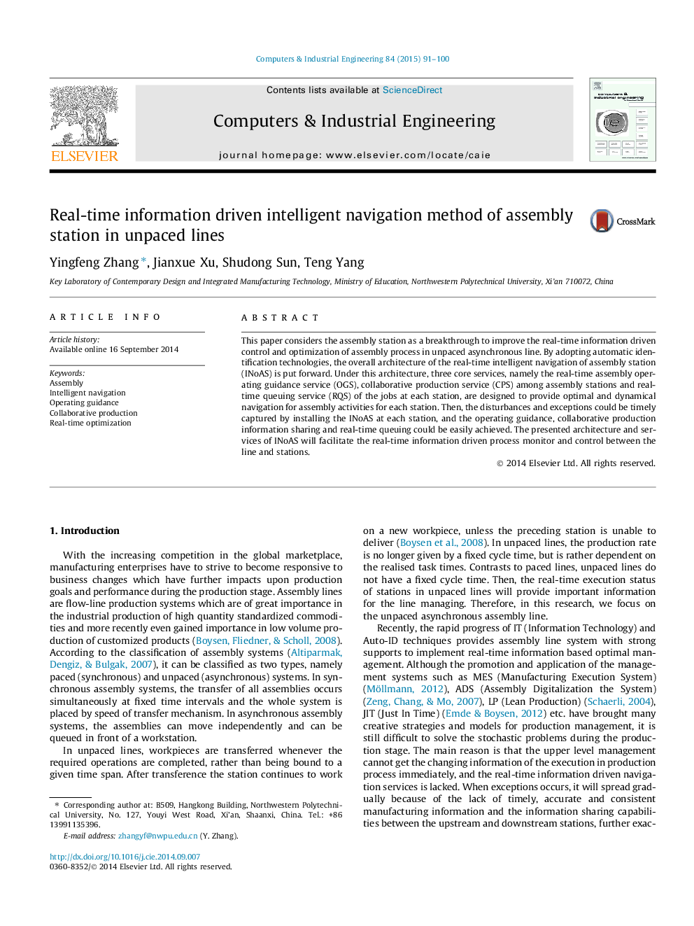 Real-time information driven intelligent navigation method of assembly station in unpaced lines