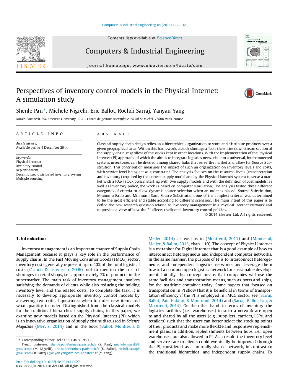 Perspectives of inventory control models in the Physical Internet: A simulation study