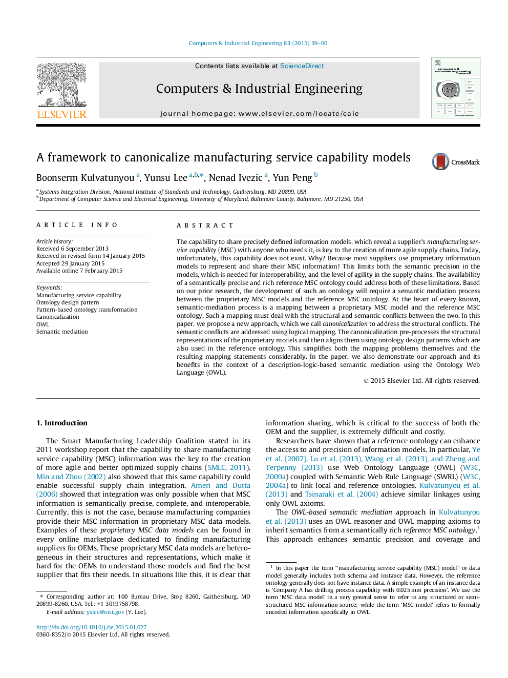 A framework to canonicalize manufacturing service capability models