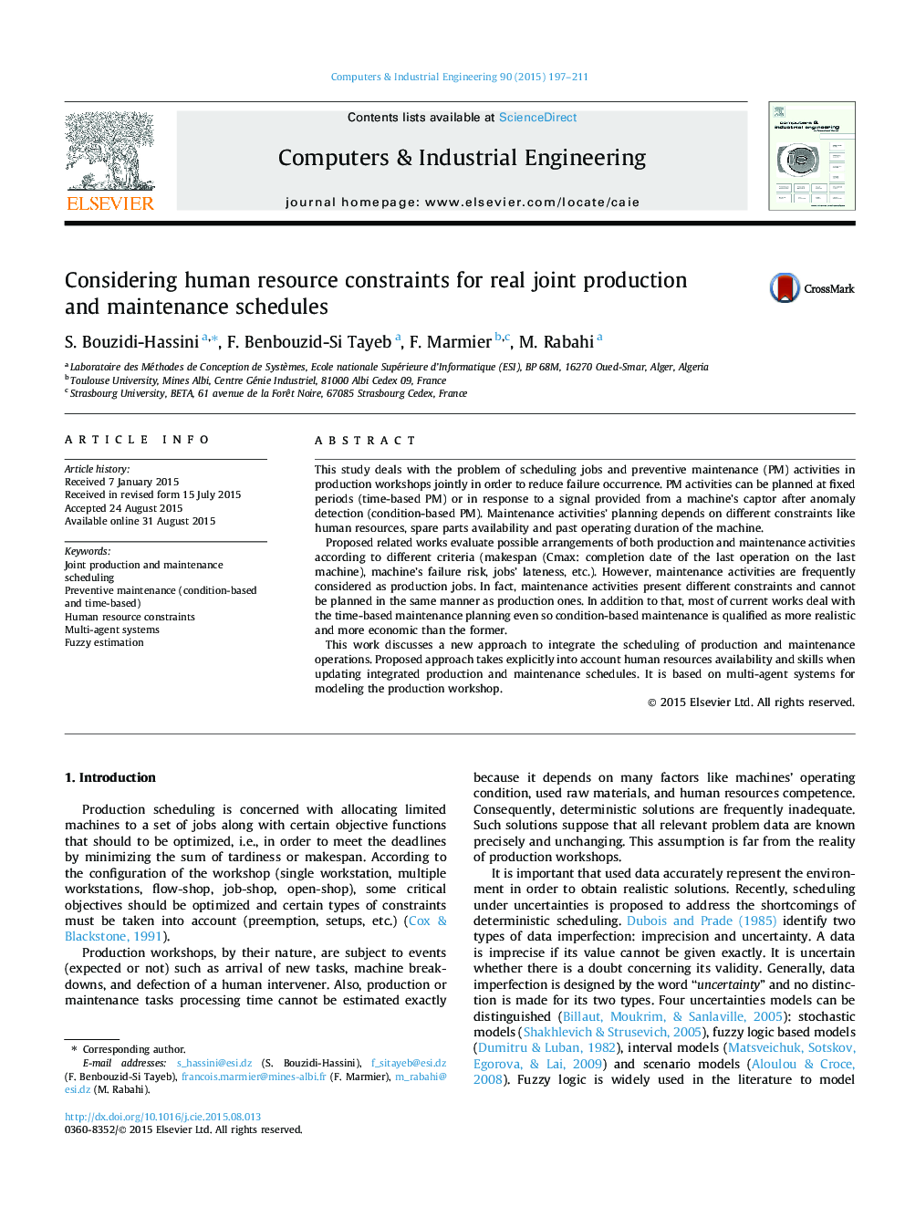 Considering human resource constraints for real joint production and maintenance schedules