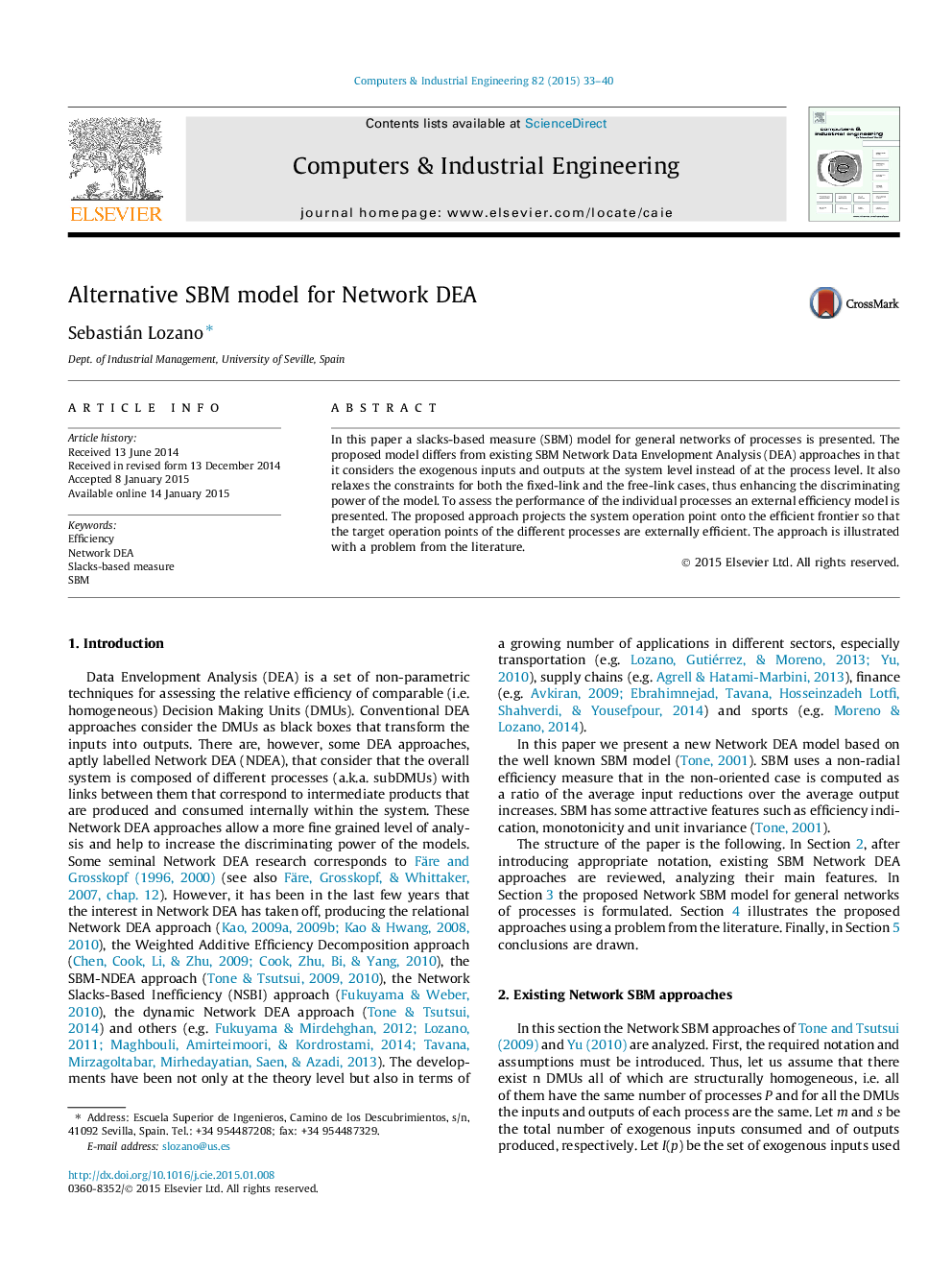 Alternative SBM Model for Network DEA