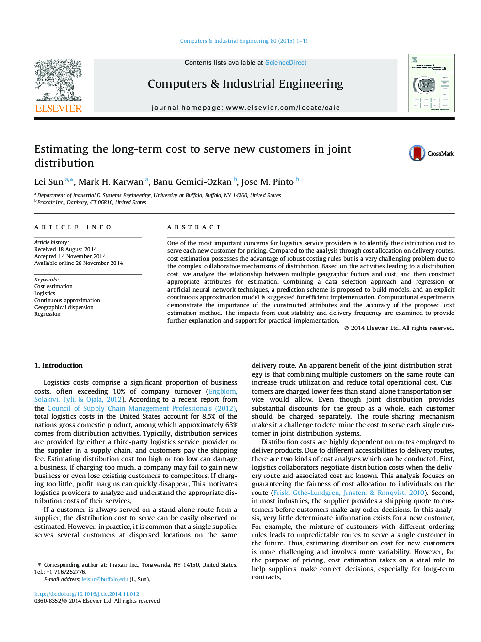 Estimating the long-term cost to serve new customers in joint distribution