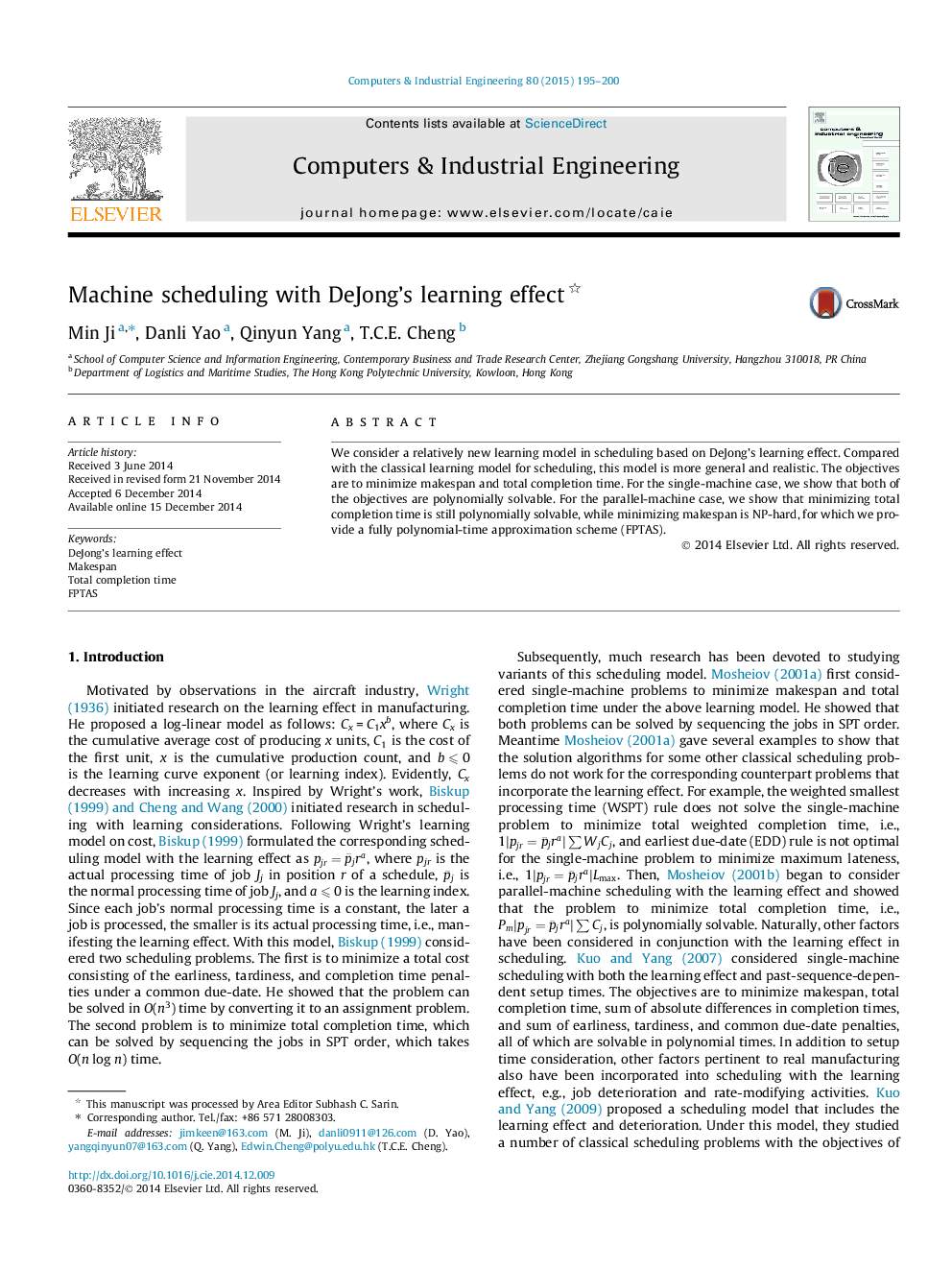 Machine scheduling with DeJong’s learning effect 