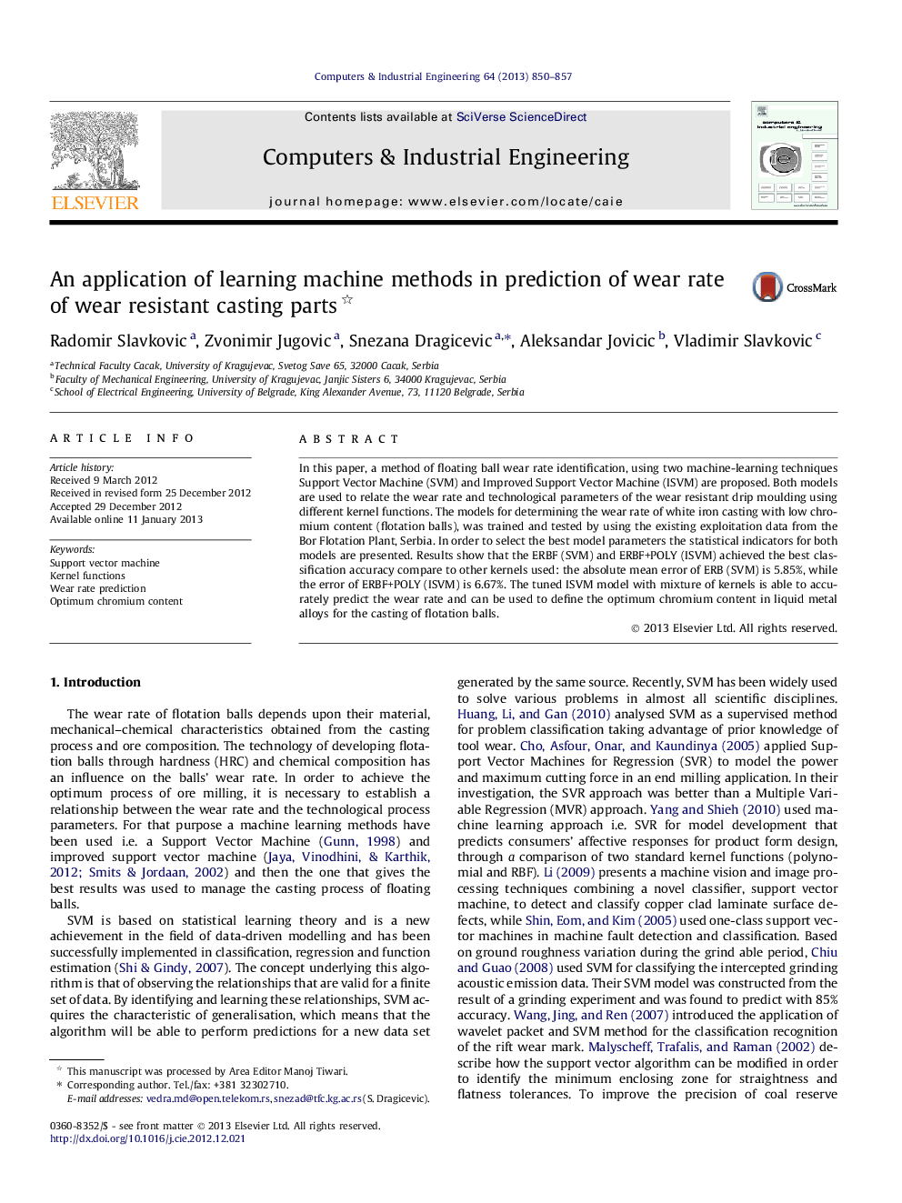 An application of learning machine methods in prediction of wear rate of wear resistant casting parts