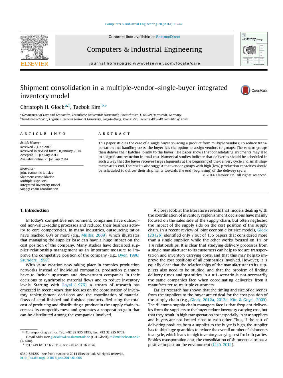 Shipment consolidation in a multiple-vendor–single-buyer integrated inventory model