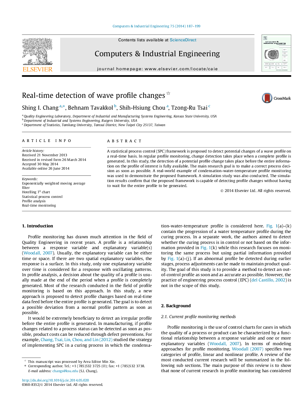 Real-time detection of wave profile changes 