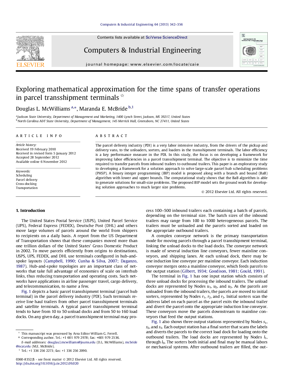 Exploring mathematical approximation for the time spans of transfer operations in parcel transshipment terminals 