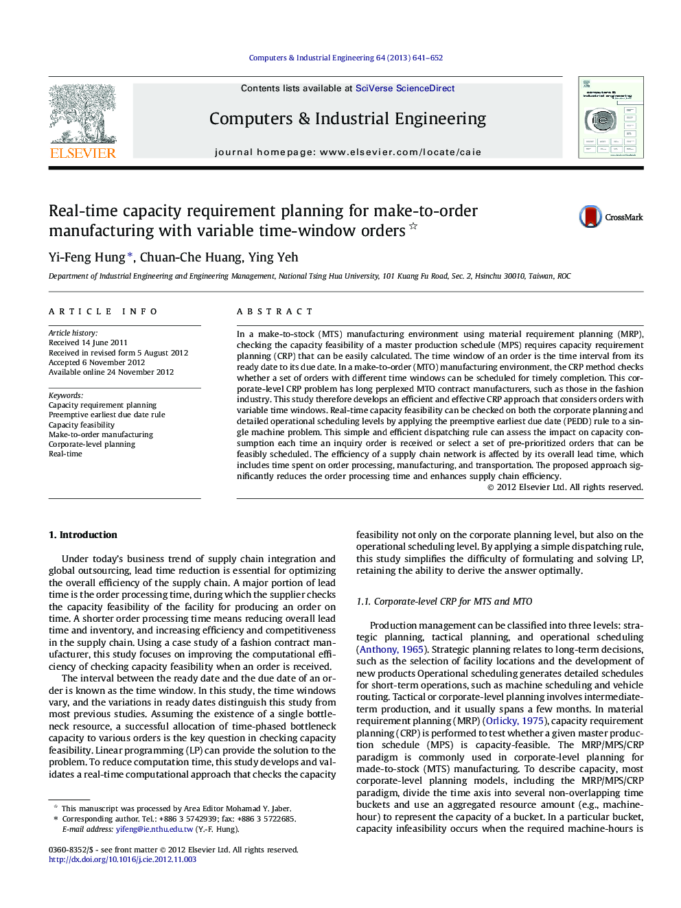 Real-time capacity requirement planning for make-to-order manufacturing with variable time-window orders 