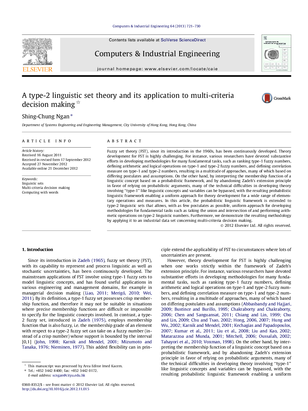 A type-2 linguistic set theory and its application to multi-criteria decision making 