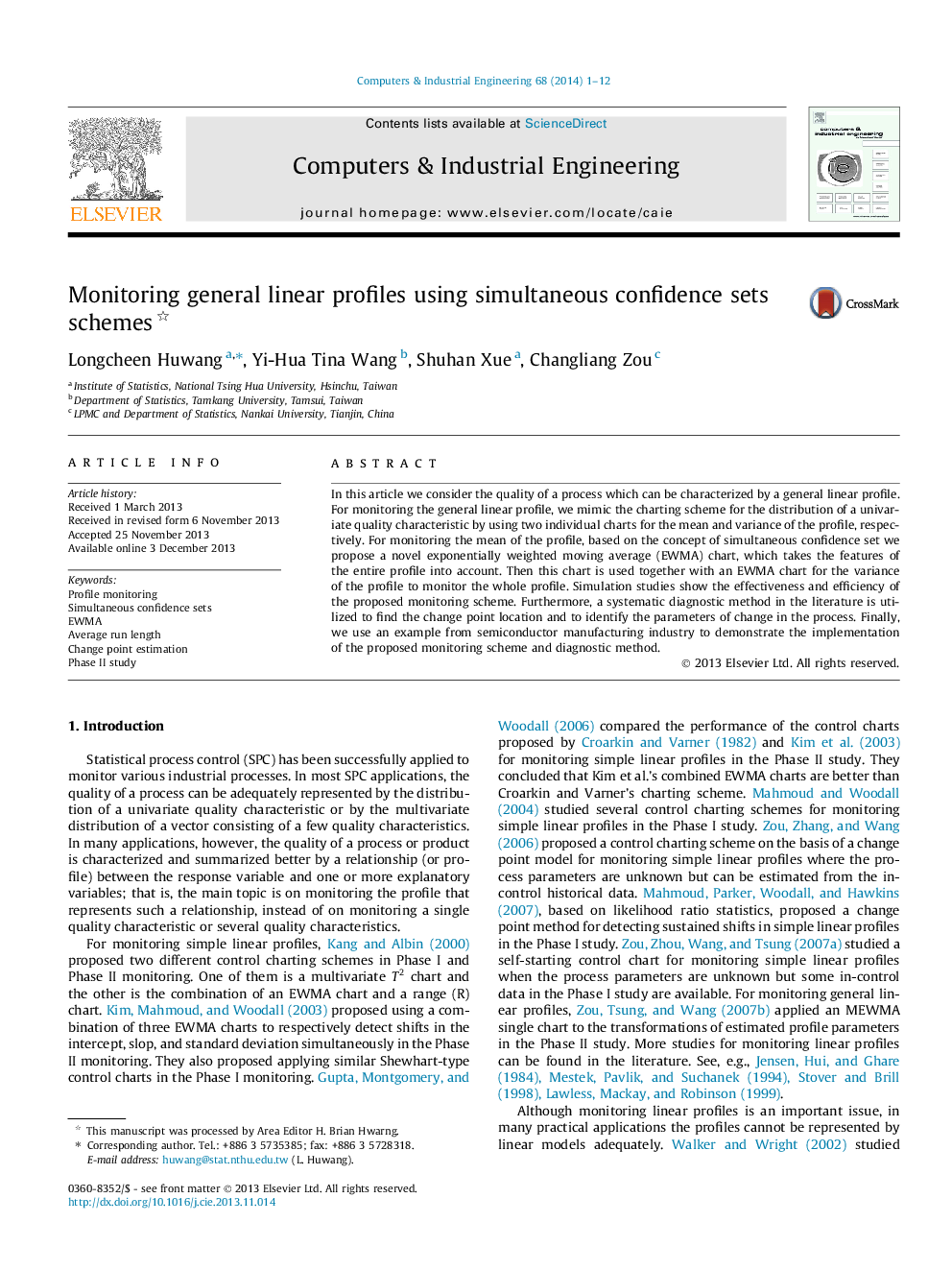 Monitoring general linear profiles using simultaneous confidence sets schemes 